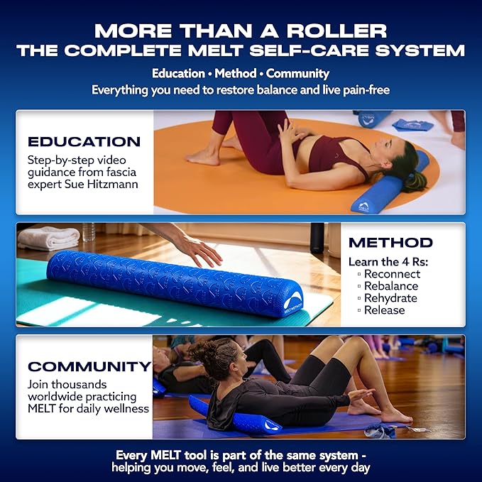 MELT Method 36 Inch Half Foam Roller for Back w/FasciaTherapy Technology - Low Density Soft Foam Roller for Physical Therapy - Half Round & Soft - Great for Pilates & Gentle Muscle Recovery