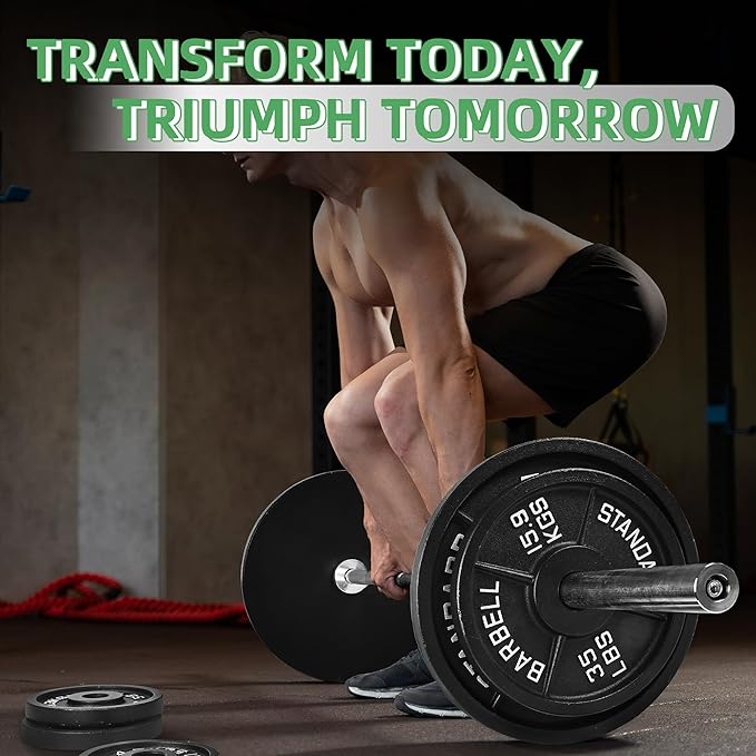 Fitvids 2-Inch Olympic Cast Iron Weight Plate for Strength Training & Weightlifting, Multiple Sizes