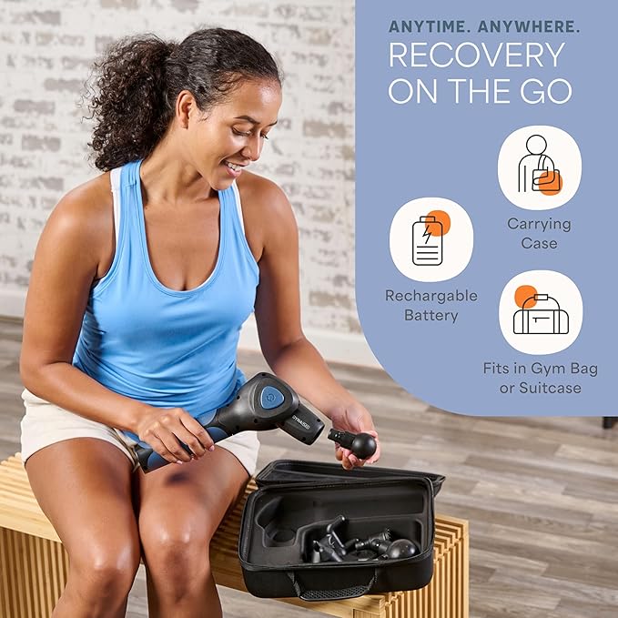 LifePro Dynaflex Percussion Massage Gun Eligible– Deep Tissue Handheld Massager for Athletes – Muscle Recovery Tool for Men & Women – Quiet, Portable with Attachment Heads & Travel Case