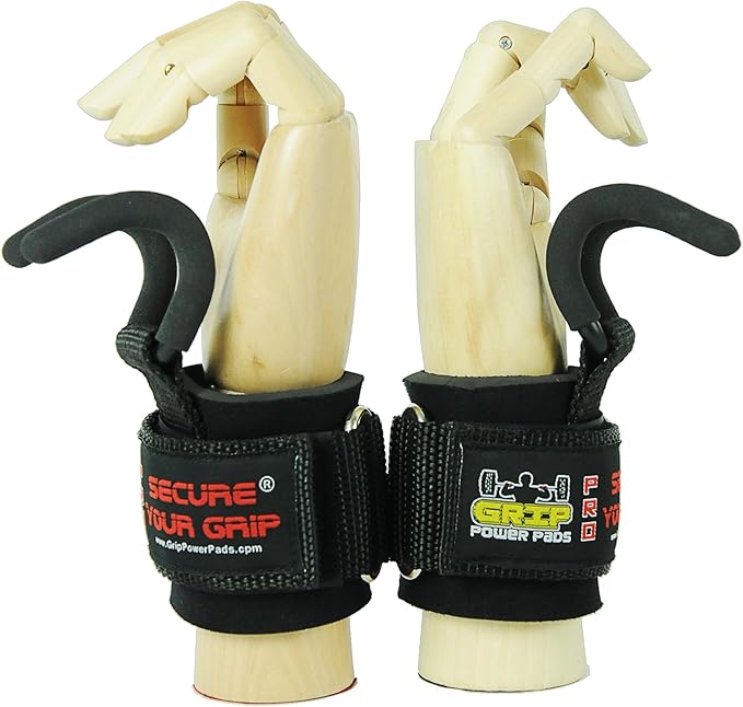 Weight Lifting Rod Hooks Heavy Duty Wrist Wraps Power Weight Lifting Training Gym Grips Straps Set of 2