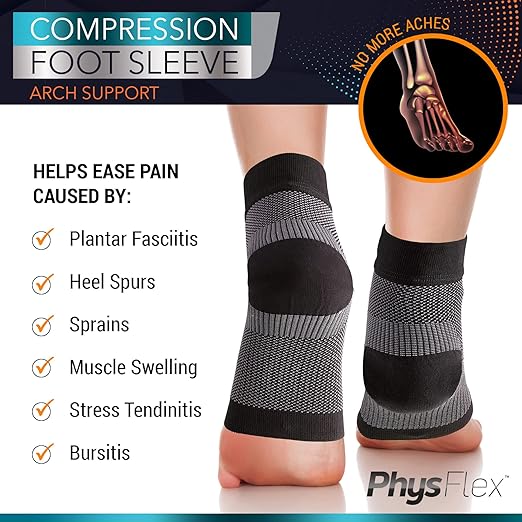 Compression Socks 20-30mmHg for Plantar Fasciitis, Achilles Tendonitis Relief - Ankle Compression Sleeve for Heel Spurs, Foot Swelling & Fatigue - Arch Support Brace for Everyday Use (1 Pair)
