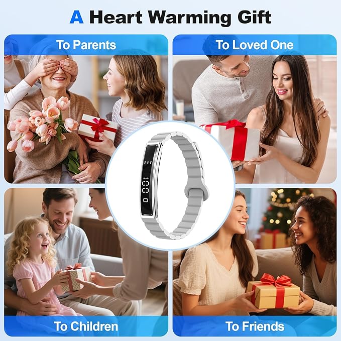 Smart Bracelet for Women Men, Health Activity Fitness Trackers, 24/7 Heart Rate, Blood Oxygen & Stress Monitor, 24H Sleep Tracker, Smart Wristband with Free APP 2 Bands, Grey