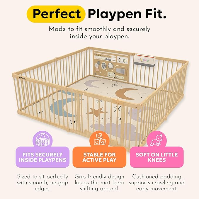 Miotetto Baby Mat for Floor, 73" x 73" Playpen Mat, Thick Soft Foam Padding Baby Play Mat, Portable Quilted playmat - Washable Baby Floor Play mat, Non-Slip Play Mat for Babies & Toddlers