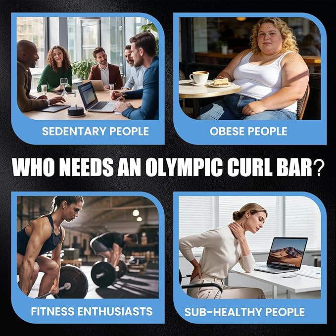 47" Olympic EZ Curl Bar 500-lbs Capacity Steel Barbell Suitable for 2" Weight Plates, 2-Inch Curl Bar for Weight Lifting,Hip Thrusts,Squat,Biceps-Home Gym Weight Bar