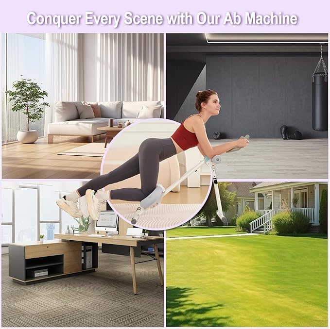 Ab Workout Equipment Abdominal Trainer, Adjustable Ab Machine at Home Gym, Foldable Abdominal Exercise Machine, Core & Ab Trainer Machine for Stomach Workout