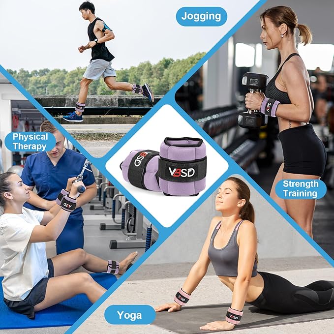 VBSD Adjustable Ankle Weights for Men Women, 2 4 6 8 10 lbs 1 Pair Leg Weight Straps, Weighted Ankle Weight Set with Removable Sandbags for Walking Running Yoga Physical Therapy Gym Home Workout