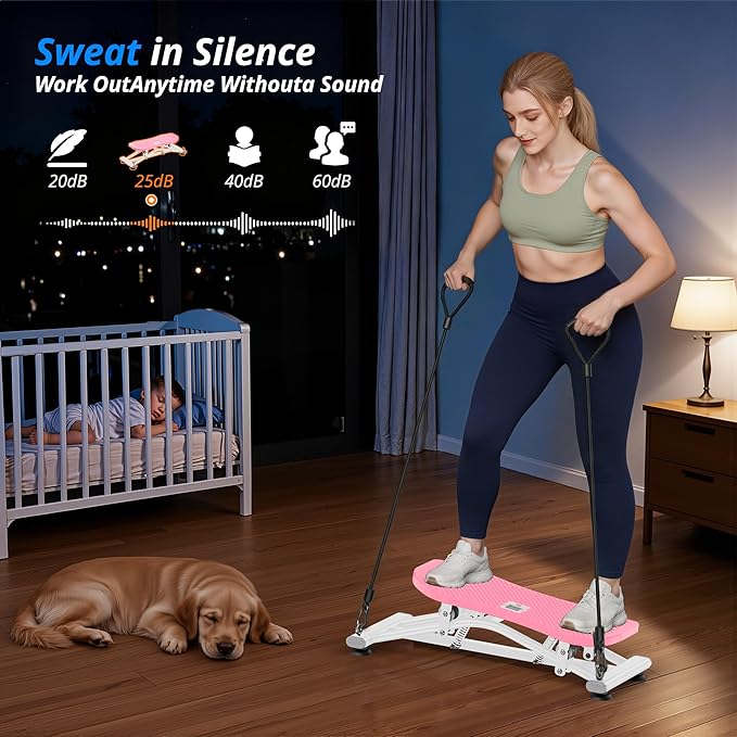RYGEO Balance Board with Resistance Bands, Versatile Rocking Stepper, Wobble Board Featuring LCD Monitor, 330 lbs High-Capacity Ski Twister Trainer for Full Body Exercise at Home