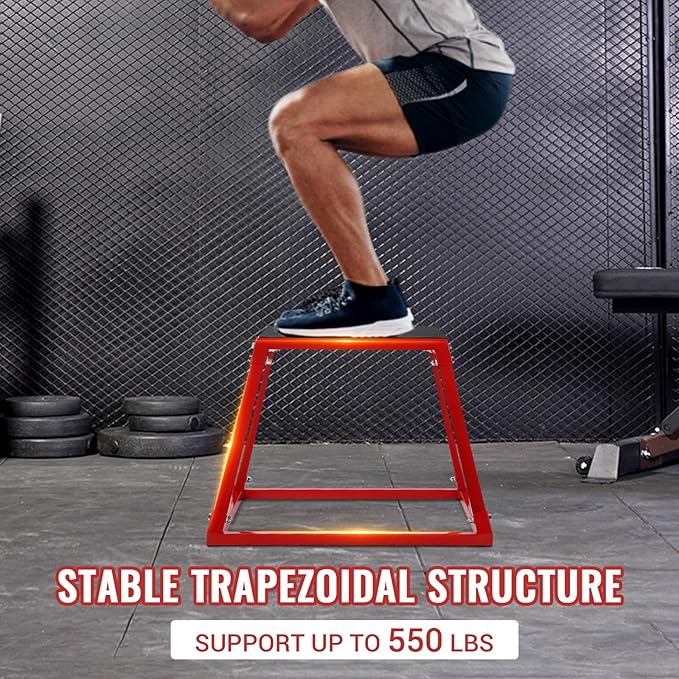 Jump Boxes, Heavy-Duty Steel Plyometric Jump Box for Home Gym, Step up Box for Workout with Rubber Pad Plyo Jumping Box Platform Conditioning Strength Training with Sizes 12", 18", 24", 30"