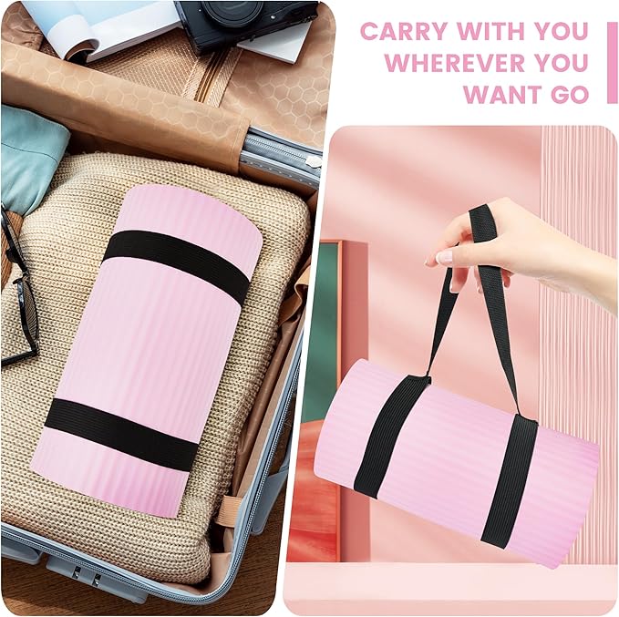 Yoga Knee Pad Cushion 0.8inch (20mm) Thick Yoga Mat with Carrier Strap for Pain Free Knees, Elbows, Wrists and Back, Workout Mats for Home Gym, Pilates, Planks, Ab Rollers (24"x10"x0.8")
