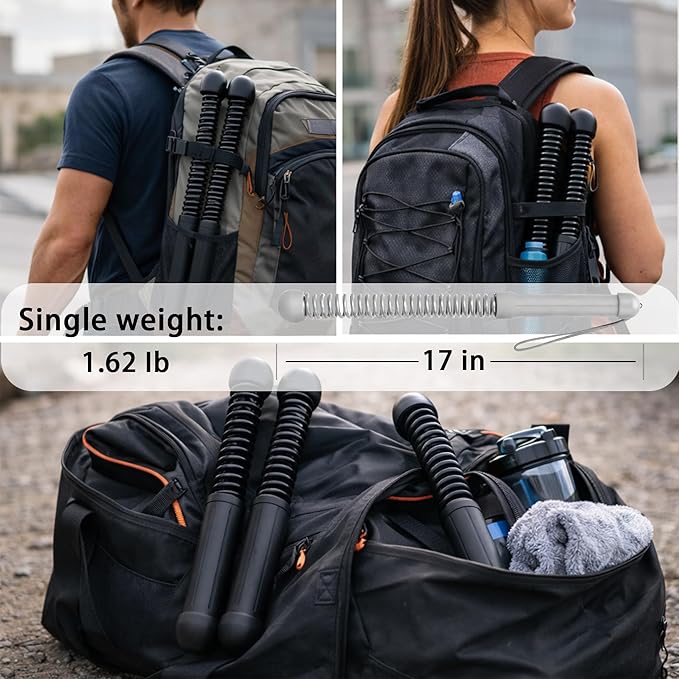 Cordless Ropeless Weighted Battle Rope Sticks, Portable Home Gym Workout Exercise for Full-Body Strength Training, Durable Fitness Accessories with Smooth Flow Design, Ideal for Indoor Cardio (Gray)