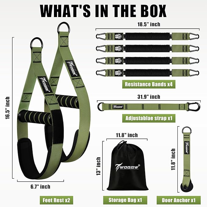 Pull Up Assistance Bands, Heavy Duty Resistance Bands with Handles, Exercise Band with Door Anchor, Adjustable Workout Band Set for Pull Up Bar, Full Body Strength&Muscle Training, Recovery, Home Gym
