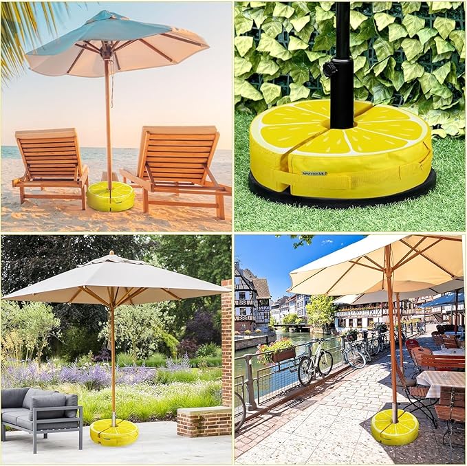 Lawn Social Umbrella Base Weight Bag, Round Heavy Duty Sand Bags for Cantilever Patio Umbrella, Universal Fit for Any Offset Design, Stabilize and Secure Umbrella (Yellow)