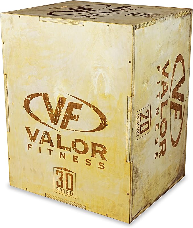 Valor Fitness Plyo Box - Wooden Plyometric Jump Box for Strength and Conditioning Training Box Jump (20” x 24” x 30”) and (18” x 20” x 24”)