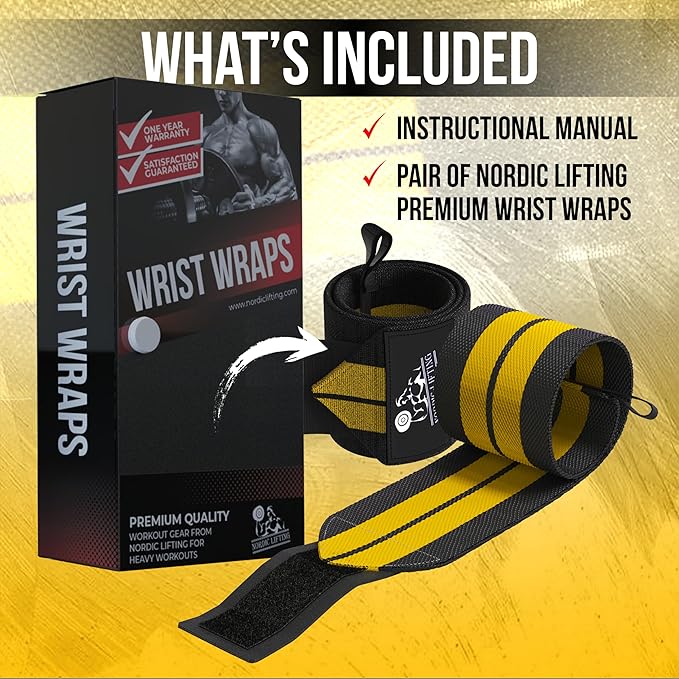 Nordic Lifting Wrist Wraps (1 Pair/2 Wraps) – Lifting Wrist Wraps with Thumb Loop for Weightlifting, Powerlifting & CrossFit – Durable Wrist Support Straps for Men & Women – Gym Essentials for Heavy Lifts