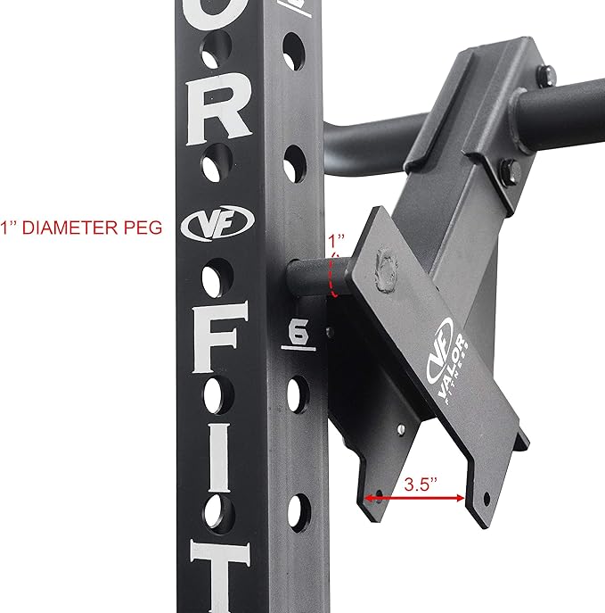 Valor Fitness Power Rack Dip Handle Attachments with Multiple Fits - Options Compatible with 2" & 2.5" Uprights and 3" Rigs with 1" Hole - Strength Training Accessory