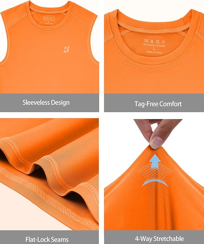 Roadbox Boys Youth Sleeveless Compression Shirt, Quick Dry Kids Football Undershirt, Athletic Soft Tank Tops Sport Basketball