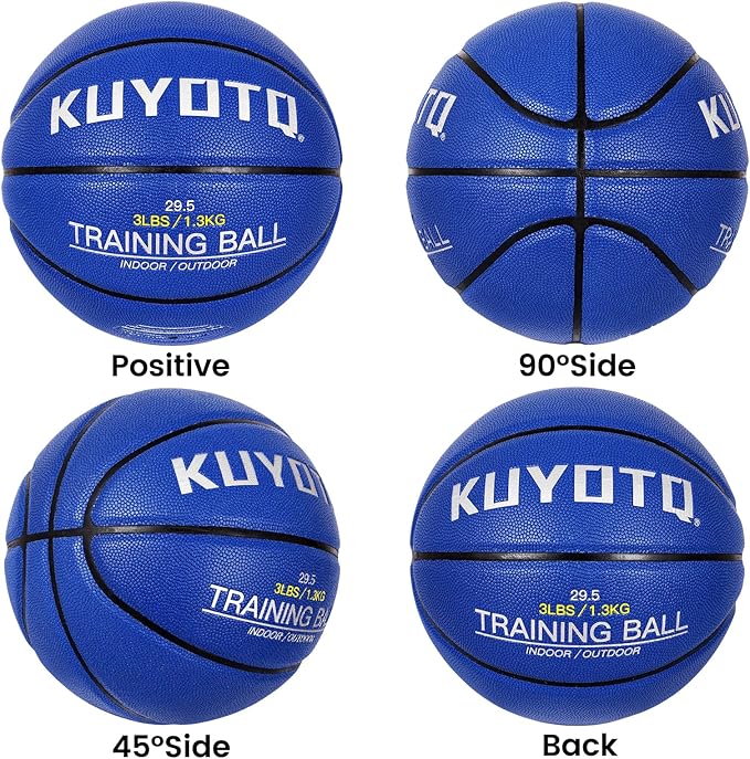 KUYOTQ 3LBS/3.3LBS/2.2LBS Weighted Heavy Training Basketball 29.5/28.5" in and Outdoor Improving Handling Dribbling Passing Rebounding Skill Composite Size 7/6 Weighted Training Basketball Equipment