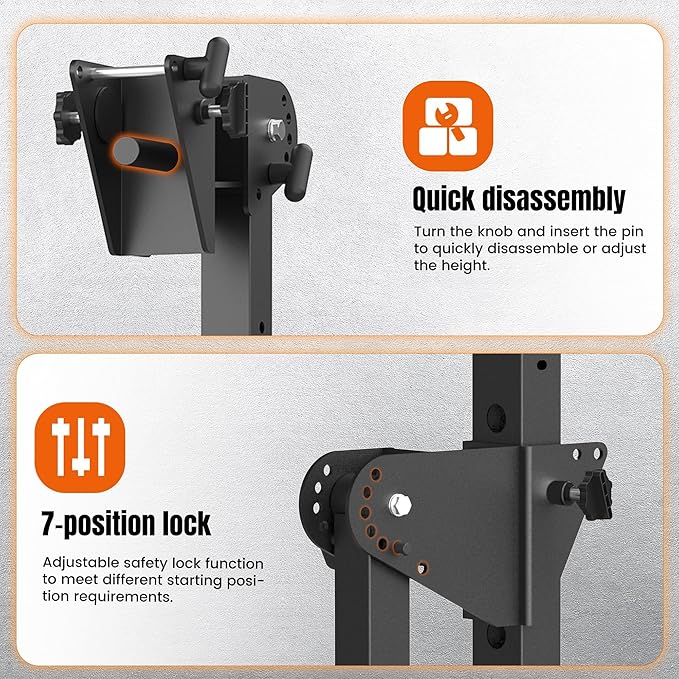 Adjustable Lever Arms, 350LB Capacity Power Rack Attachments Multi-Grip Handles for Full-Body Strength Training, Fits 1" & 2" Weight Plates and 1" Hole Design