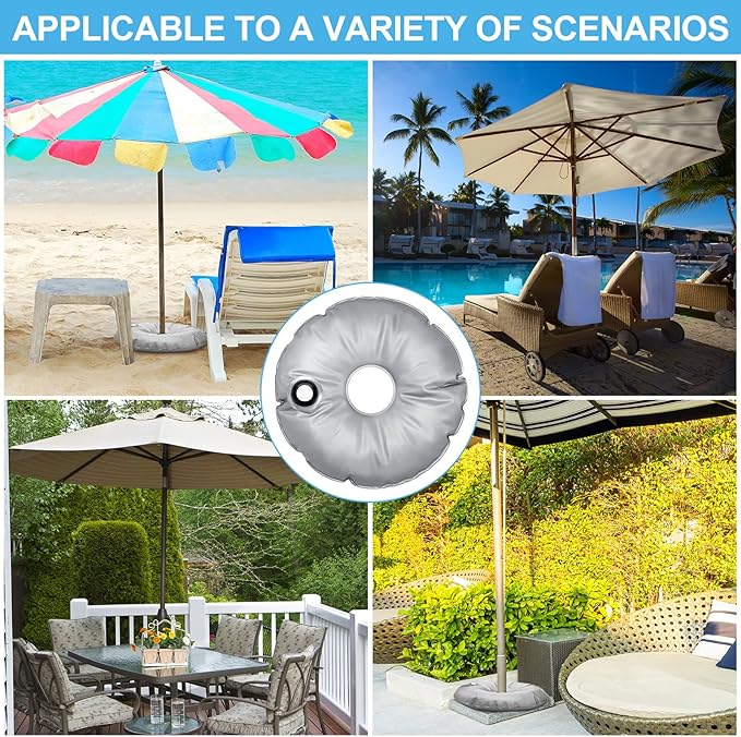 Tondiamo 2 Pcs 20.87 Inch Water Umbrella Weight Bags Flags for Base Stand Outdoor Collapsible Portable Sunshade Base Holder Bags for Beach up to 26.5 lb Water, 20.87 Inches in Outer Diameter