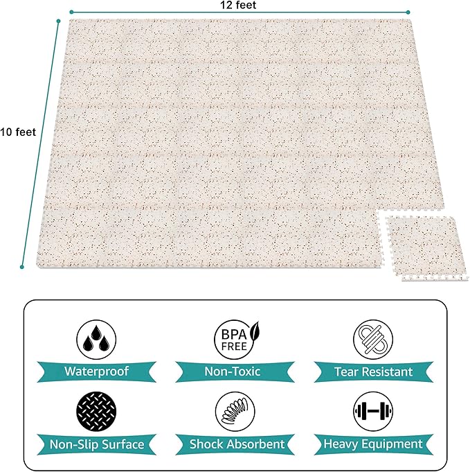 Sorbus 120 Sq. Ft. Wood Grain Floor Tiles Foam Mat EVA Interlocking Mats Tile 3/8-Inch Thick Flooring Wood Puzzle Exercise Mats w/Borders - Home Playroom Basement, Apartment, Trade Show, Baby, Dance