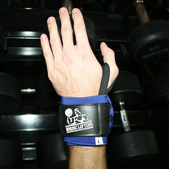 Nordic Lifting Wrist Wraps Super Heavy Duty (1 Pair/2 Wraps) 24" Support for Weight Lifting | Powerlifting | Gym | Cross Training- Weightlifting Thumb Loop - Men & Women