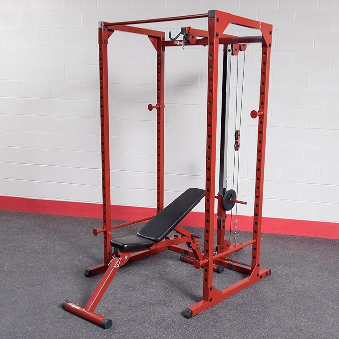 Body-Solid (BFLA100) Power Rack Lat Attachment - Transform Your Power Cage (BFPR100r) into a Home Gym with High and Low Pulley System for Lat Pulldowns, Rows, Biceps Curls, Shrugs