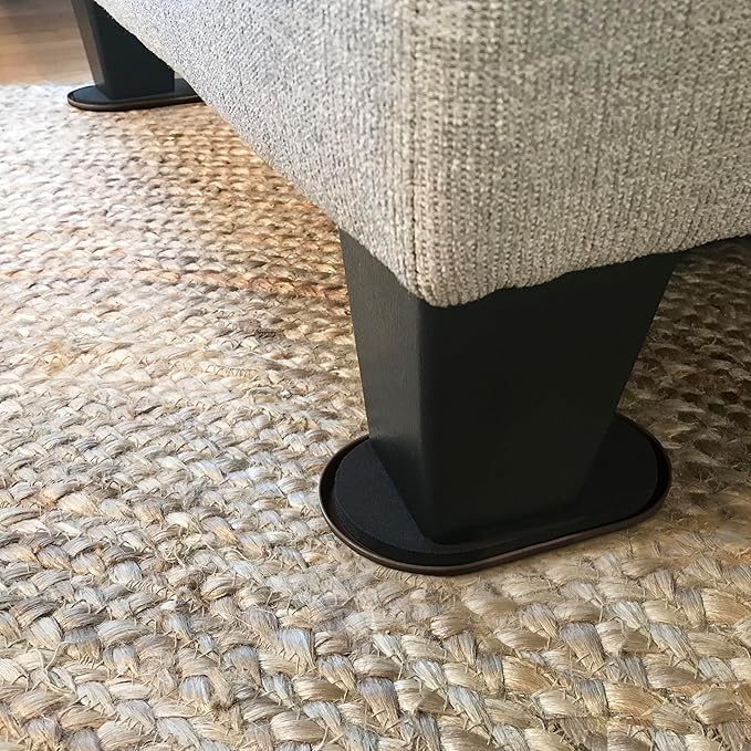 Super Sliders 5-3/4" x 9-1/2" XL Oval Reusable Furniture Sliders for Carpet, Anti-Slip Protective Furniture Moving Pads for Beds, Sofas, Dressers, Set of 4, Brown
