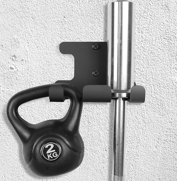 Barbell Holder Wall Mount Heavy Duty Vertical Barbell Holder Weight Bar Holder for Olympic Barbell, Curl bar, Commercial or Home Gym Accessory