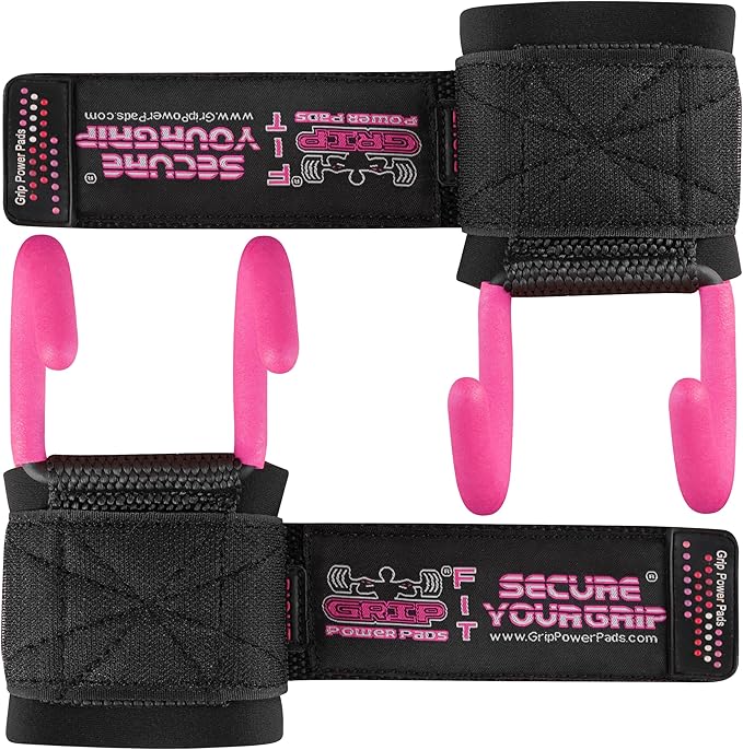 Weight Lifting Rod Hooks Heavy Duty Wrist Wraps Power Weight Lifting Training Gym Grips Straps Set of 2