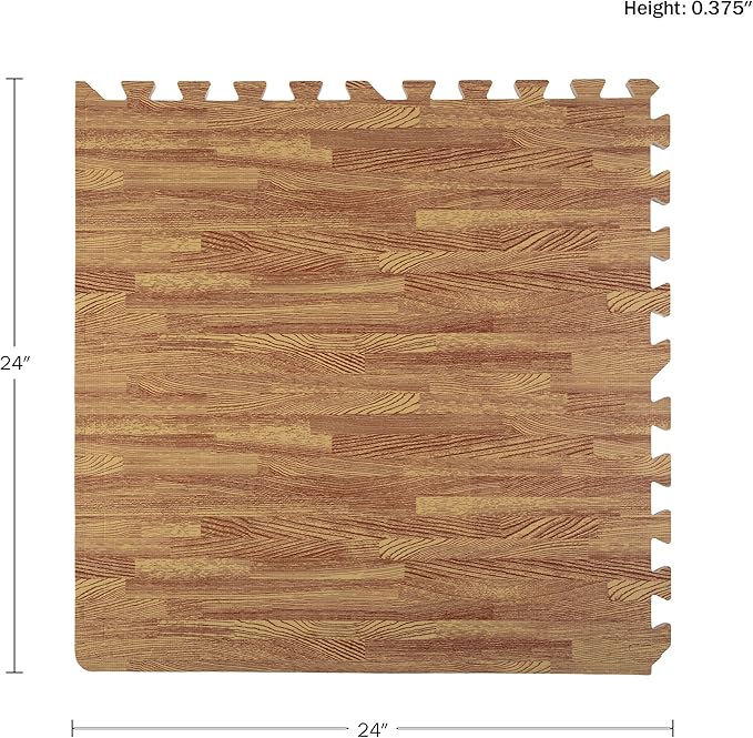 EVA Foam Floor Tiles 12-Pack - 48 SQFT Woodgrain Puzzle Mats for Floor - Interlocking Foam Tiles for Family Room or Gym Flooring by Stalwart (Light)