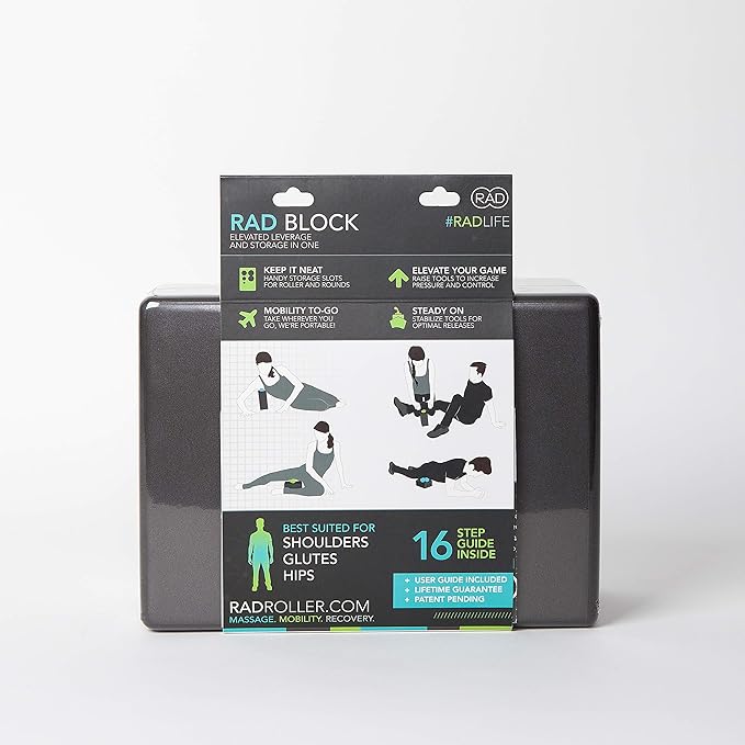 RAD Block – Multi-Use EVA Foam Yoga Block with Storage for Massage Balls for Myofascial Release -Travel-Friendly Pilates & Exercise Prop for Elevation & Support