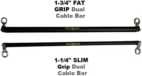 42" Slim Grip 1-1/4" Dual Cable Bar, Dual Hook Straight Bar for Cable Machine, Functional Trainer Straight Bar for Presses, Squats & Rows Gym Cable Attachments Extreme!