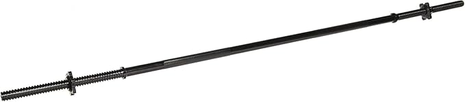 Fitvids 6FT Standard Barbell with Star Locks for Strength Training & Weightlifting, Black or Chrome