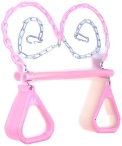 18" Pink Trapeze Swing Bar Rings 48" Heavy Duty Plastic Coated Chains Swing Set Accessories
