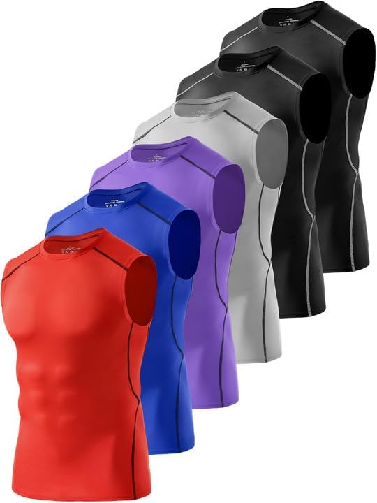4/5/6 Pack Athletic Sleeveless Shirts for Men Workout Tank Tops Compression Tank Top Gym Muscle Shirts for Running