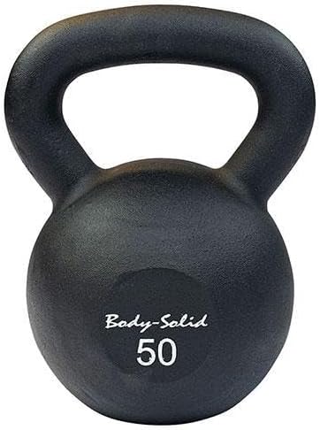 Body-Solid Matte Black Powder Coat Kettlebell with Kettle Grip Handle, Perfect Kettlebells for Weight Training and Core Workout Exercise Equipment