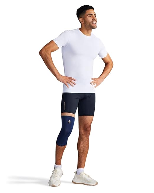 Tommie Copper Core Compression Knee Sleeve, Unisex, Men & Women | 4D Stretch, Breathable Support for Muscle & Joint Stability - Dark Navy - Small