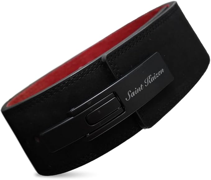 Saint Kaizen Crusader Cross Lever Belt for Weightlifting, Powerlifting, and Bodybuilding, 10mm Thick Leather with Steel Lever Buckle, Sleek Christian-Inspired Design