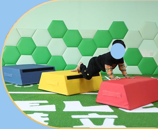 Jumping Boxes for Training, Kids Soft Plyo Box, 4 in 1 Stackable Jump Boxes, Weight Upgrade, Safety and Stability, Suitable for Home School Gym Outdoor Activities Exercise(Size:80×80×75×30cm)