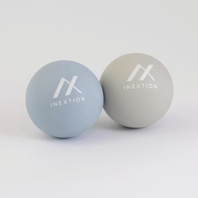 Therapy Massage Balls (2-Pack), High-Density Fascia Balls for Targeted Muscle Relaxation & Daily Recovery - 50D & 65D Hardness Options (Serene Gray + Tranquil Blue (65D+65D))