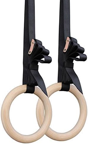 Titan Fitness 28mm Gymnastics Rings, Non-Slip Wooden Rings, Extra Long 16 FT Nylon Straps, FIG Gymnastic Rings with Cam Buckle System, Olympic Pull Up Fitness Rings, Rated 600 LB
