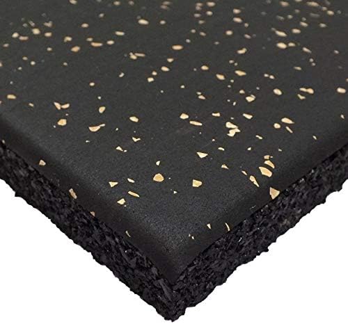 Genaflex Pro Heavy Duty Thick Rubber Gym Floor Tiles High Density Shock Absorbent Laminated Deadlift Mats - 1" Thick X 20" W X 20" L - 2.7 Sq. Ft. (Tan/Black, 20 Tiles - 54 Sq. Ft.)