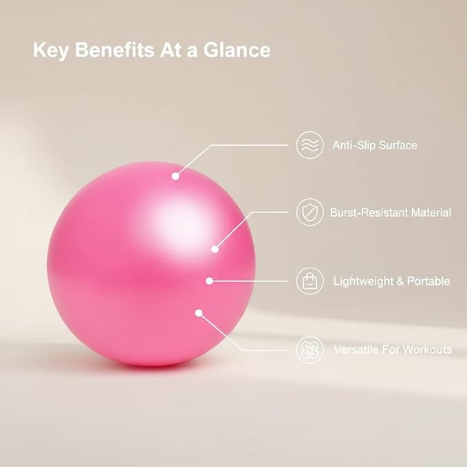 Exercise Ball, 9 Inch PVC Pilates Ball, for Physical Therapy, Yoga and Core Training