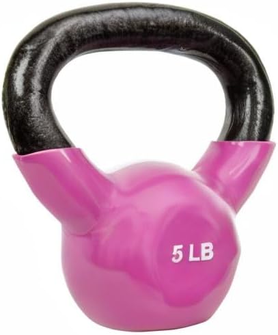 Sunny Health & Fitness Vinyl Coated Kettlebell for Strength Weight Training & Swinging Exercise - In 5, 10, 15, 20, 25 Pound