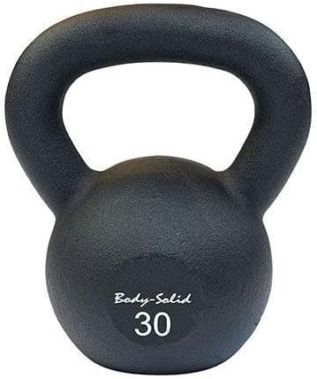 Body-Solid Matte Black Powder Coat Kettlebell with Kettle Grip Handle, Perfect Kettlebells for Weight Training and Core Workout Exercise Equipment