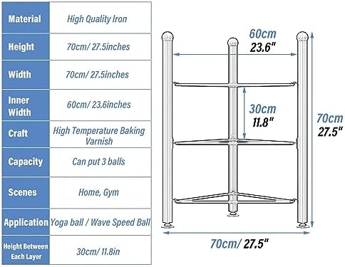 Exercise Ball Storage Rack - Home Gym Organizer for 3/5/6/7 Tier Floor Stand - Holds Bosu, Slam, Bowling & Medicine Balls - Durable, Space-Saving Design