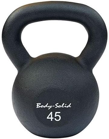 Body-Solid Matte Black Powder Coat Kettlebell with Kettle Grip Handle, Perfect Kettlebells for Weight Training and Core Workout Exercise Equipment