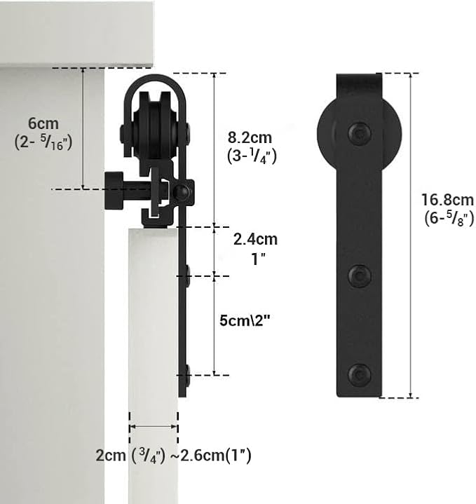 3.5FT Super Mini Sliding Barn Door Hardware Kit for Single Door TV Stands Small Cabinets, J-Shaped Hanger (No Cabinet)