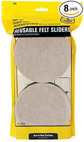 Smart Surface 8154 Hard Surface Reusable Furniture Felt Moving Sliders 5" Large Round 8-Pack in Resealable Bag