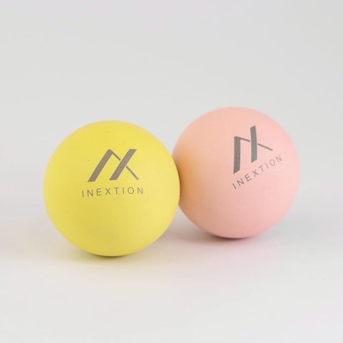 Therapy Massage Balls (2-Pack), High-Density Fascia Balls for Targeted Muscle Relaxation & Daily Recovery - 50D & 65D Hardness Options (Soothing Pink + Dawn Yellow (50D+50D))